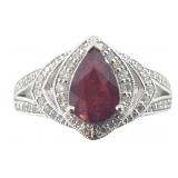 Platinum 1.23ct Natural Unheated Ruby Diamond Ring