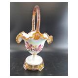 Fenton Hand-Painted Iridescent Basket