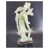Carved Jade Pale Green Figural Sculpture