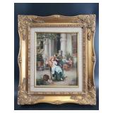 Signed Figurative Painting in Ornate Gilt Frame