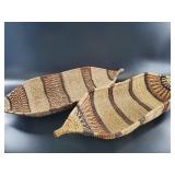 Grass Woven Leaf-Shaped Baskets (Lot of 2)