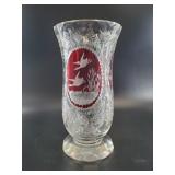 Ruby Flash Wildlife Engraved Glass Vase