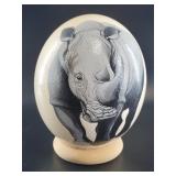 Hand-Painted Ostrich Egg on Stand