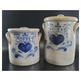Vintage Stoneware Coffee & Sugar Crock Set