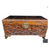 Carved Wooden Maritime Scene Storage Chest