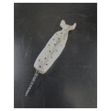 Whale Bone Narwhal Carving w/ Baleen Inset