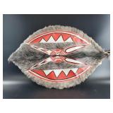 Fur Lined Shield with Geometric Painted Design
