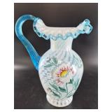 Fenton Poppy Spiral Optic Pitcher 90th Anniv
