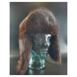 Brown Mink Fur Trapper Hat with Ear Flaps