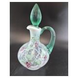 Fenton Hand-Painted Floral Glass Cruet