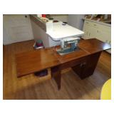 Sewing Machine table, cabinet with contents