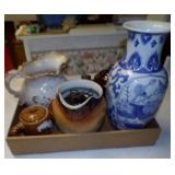 2 Antique pitchers, Vase, Tea pot, Misc
