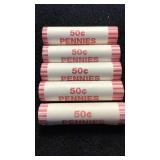 5 Rolls of Lincoln Cents