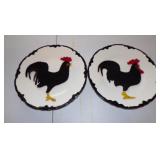 Pair of Rooster plates wall decor