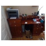Hand Made wooden Desk, Printer, misc.