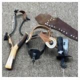 Spurs, slingshot, holster