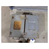 Pair  of steel boxes one has some tools in it