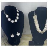 2 Necklaces 1 with Matching Clip Earrings