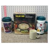 Salad bar, travel mugs