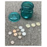 Ball jar & coins