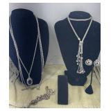 Necklaces, bracelet, earrings