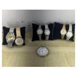 6 Mixed Wrist Watches, 1 Pocket Watch