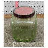 Green glass coffee jar