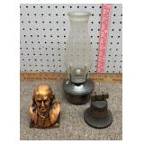 Ben Franklin bust, FMT NATL BANK bank, oil lamp