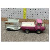 1970s pink Tonka pickup truck and matching horse