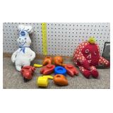 Tupperware toy parts, pillsbury doe boy, humpty