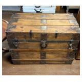 Vintage Wood-slat Steamer Trunk.