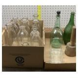 Milk bottles w/ mis glass