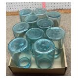10 ball blue glass QT canning jars