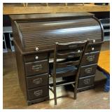 Roll top desk with chair