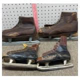 Vintage leather ice skates made in Canada