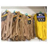 6pr XL & 1pr XXX Wells Lamont leather work gloves