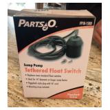 Sump pump tethered float switch piggy back switch