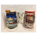 Budweiser Holiday Steins '00 & '01 -