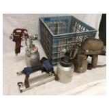 Crate of Air Paint Sprayers & Stapler - Pneumatic