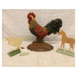 Cast Iron Rooster, Wood Animals