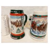 Budweiser Holiday Steins '91 & '93