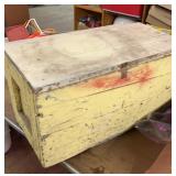 Vintage wooden toy box & toys