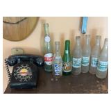 Vintage rotary phone an pop bottles