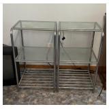 2 Chrome frame shelves with glass shelves