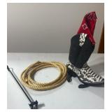 Branding iron boot decor rope