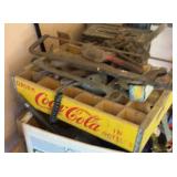 Coca Cola crate & odd lot of tools