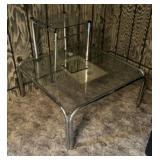 Pr. Metal frame glass top tables