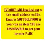 Check Your Spam and Junk folders for invoice.