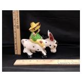 6' Ceramic Man Wearing A Sombrero Riding A Donkey