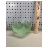 VTG Viking Frosted Satin Green Lotus Flower Bowl